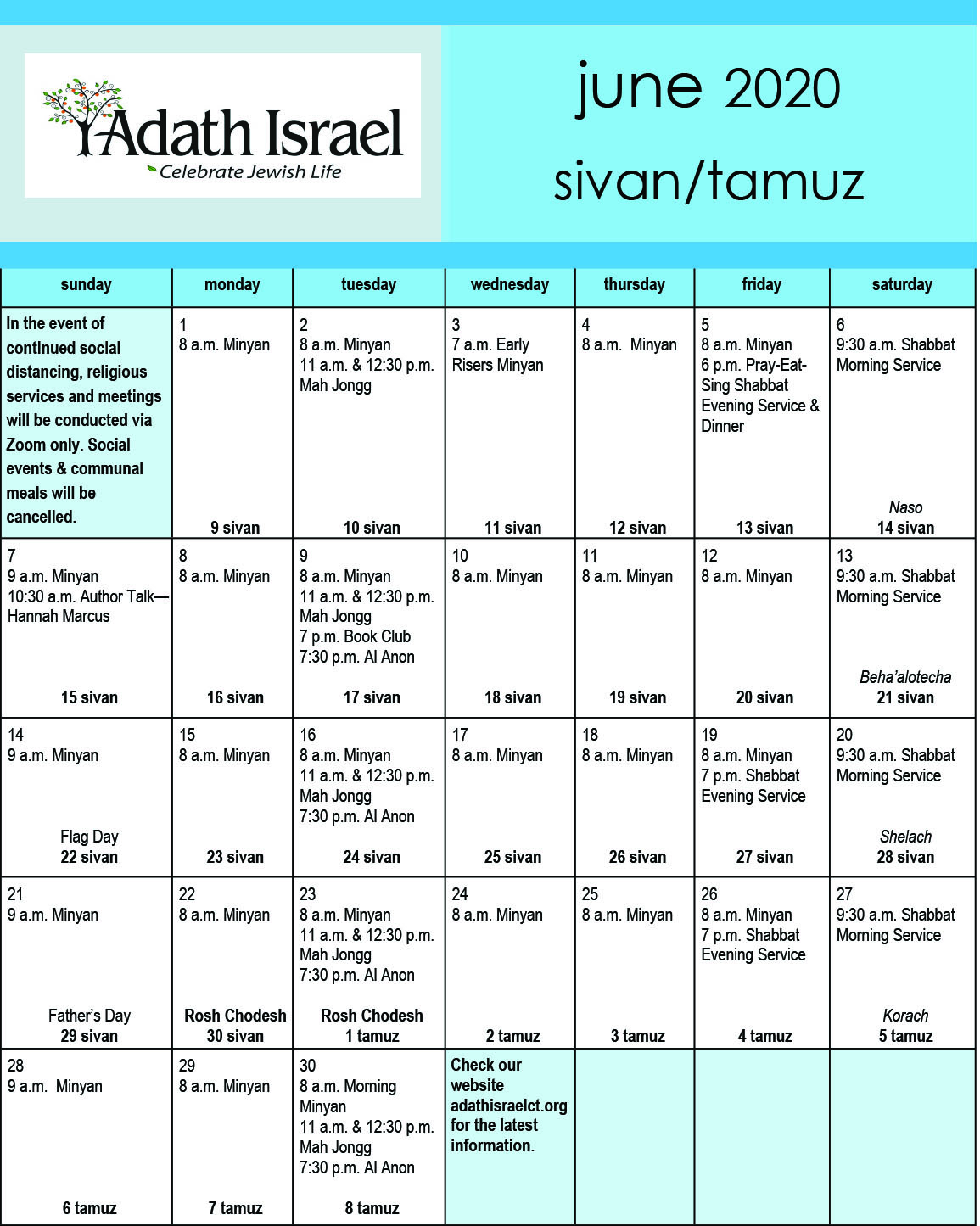 Calendar Adath Israel